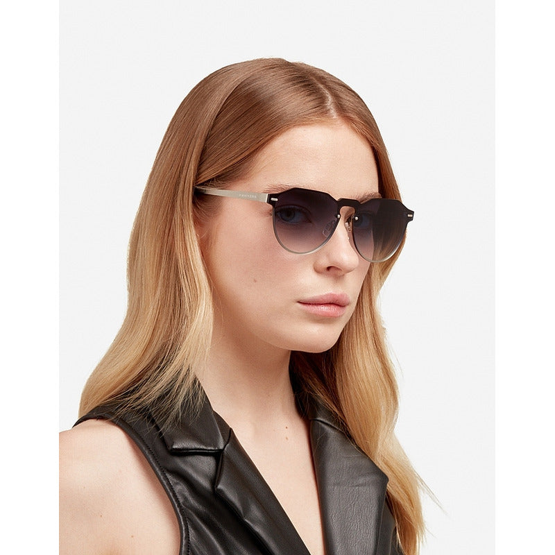 Anteojos De Sol Hawkers Lifestyle Warwick Venm Metal Diseño Twilight Armazón Plata Mate Y Lente Azul Oscuro