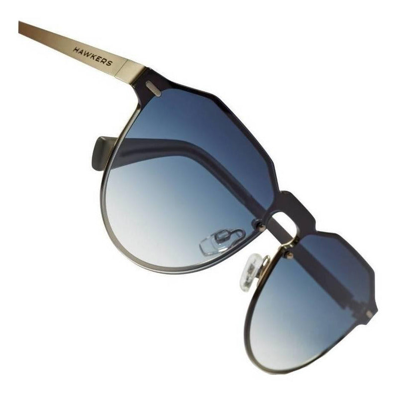 Anteojos De Sol Hawkers Lifestyle Warwick Venm Metal Diseño Twilight Armazón Plata Mate Y Lente Azul Oscuro